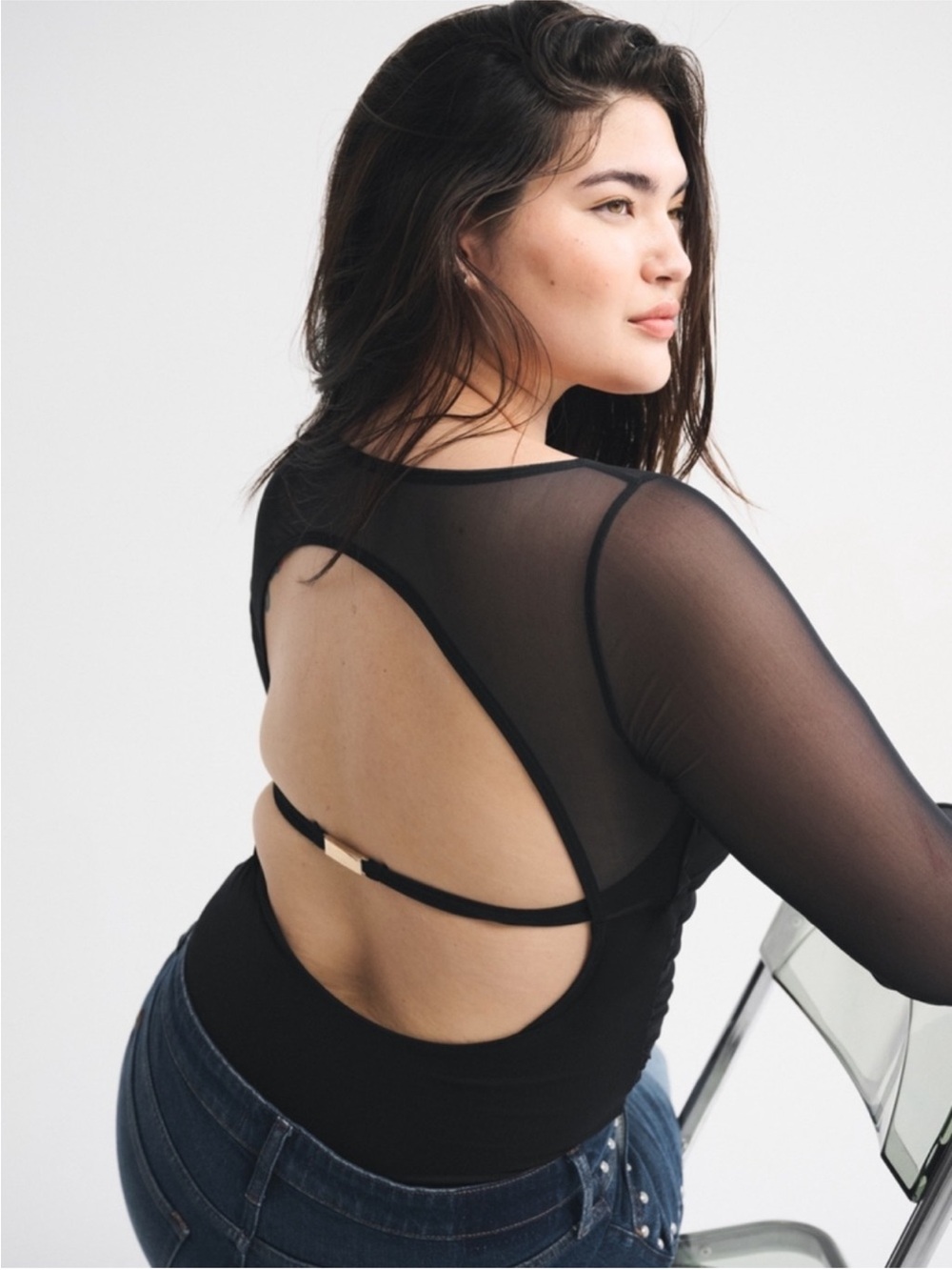 Abercrombie & Fitch Mesh Black Bodysuit - Size M